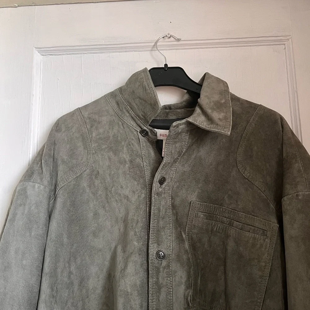Sundance Suede Olive Green Leather Jacket Size XXL
